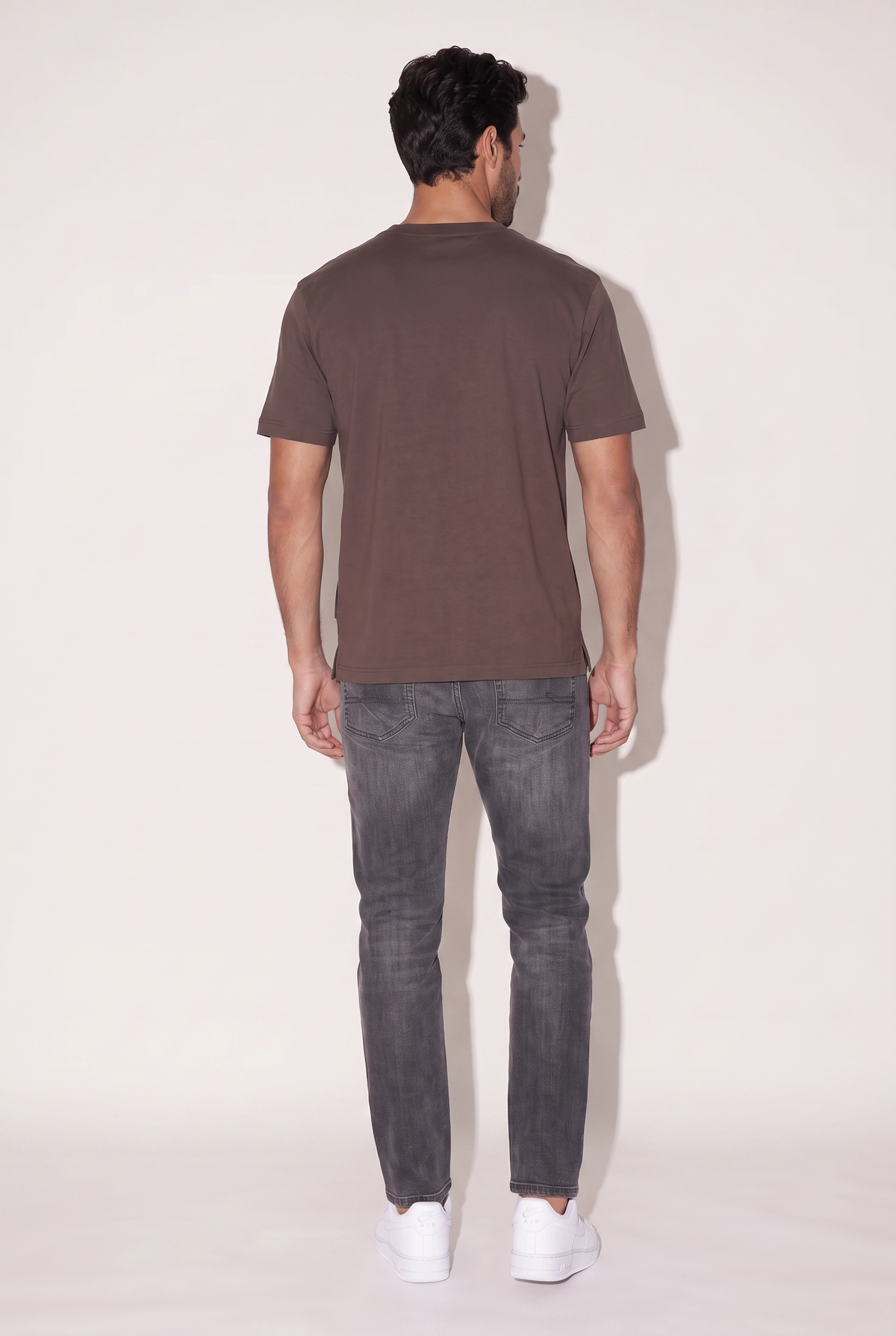 Sıfır Yaka Fırçalı 2 İplik T-Shirt (6226)