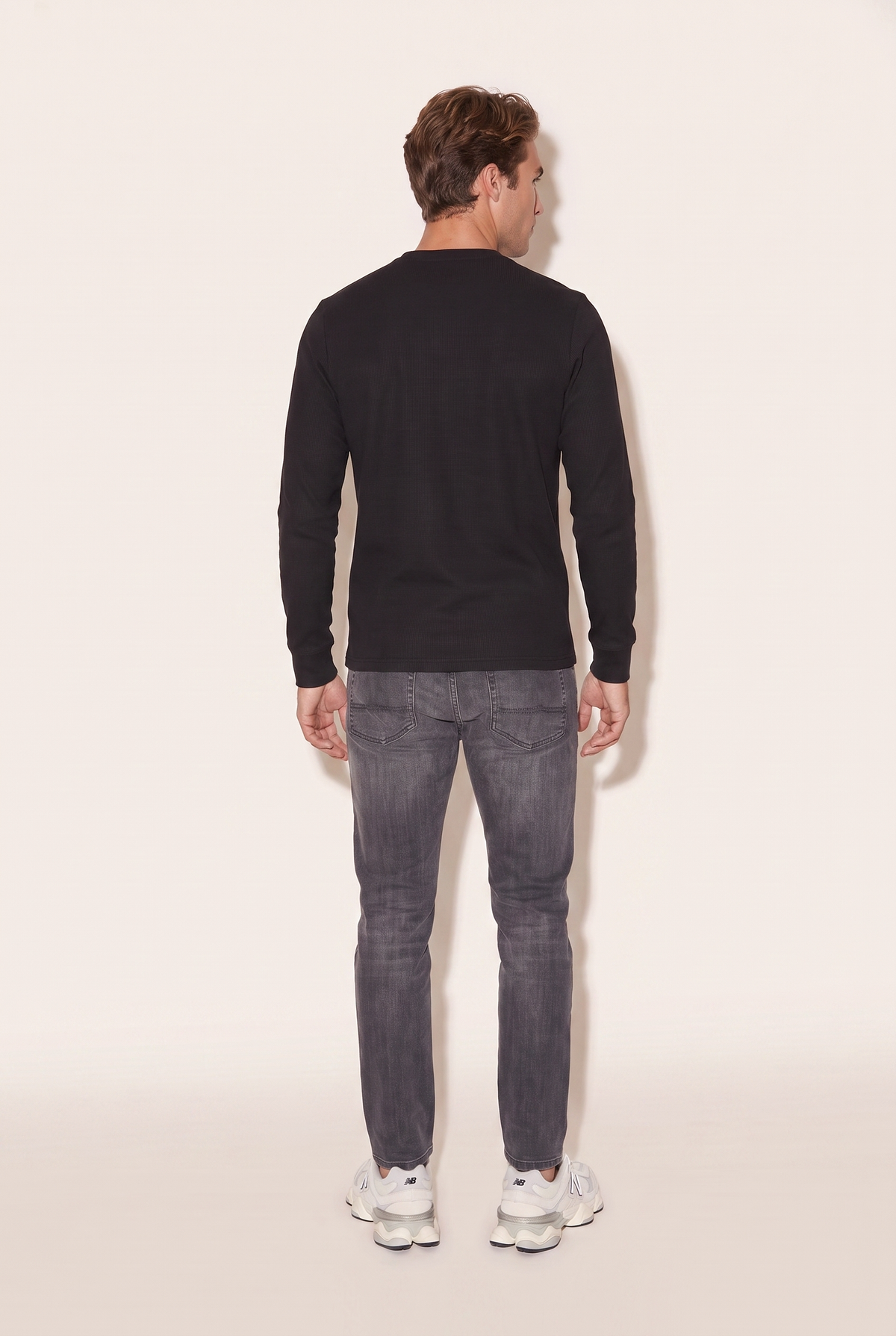 Sıfır Yaka Basic Waffle Sweatshirt (6210)