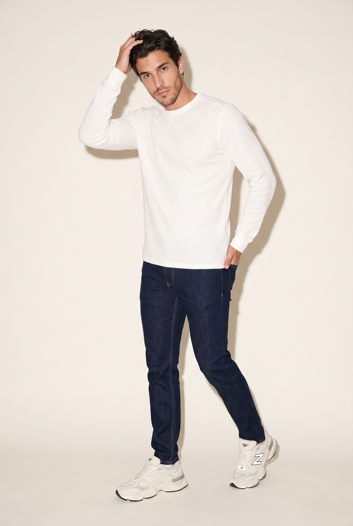 Sıfır Yaka Basic Waffle Sweatshirt (6210)