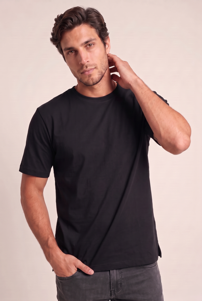 Sıfır Yaka Fırçalı 2 İplik T-Shirt (6226)
