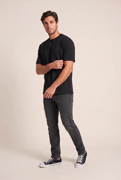 Sıfır Yaka Fırçalı 2 İplik T-Shirt (6226)