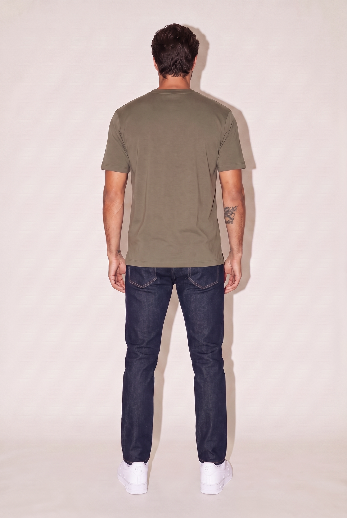 Sıfır Yaka Fırçalı 2 İplik T-Shirt (6226)