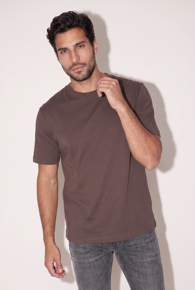 Sıfır Yaka Fırçalı 2 İplik T-Shirt (6226)